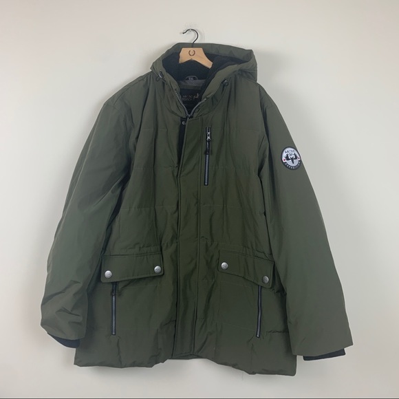 Arctic Expedition Green Quilted Down Hooded Coat - Picture 3 of 7